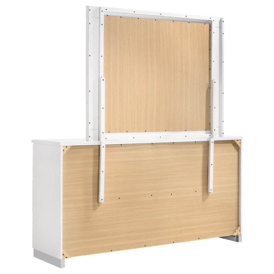 Felicity 6-drawer Wood Dresser with Mirror White High Gloss-zoom-6