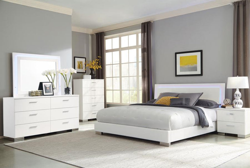 Felicity 6-drawer Wood Dresser with Mirror White High Gloss-zoom-
