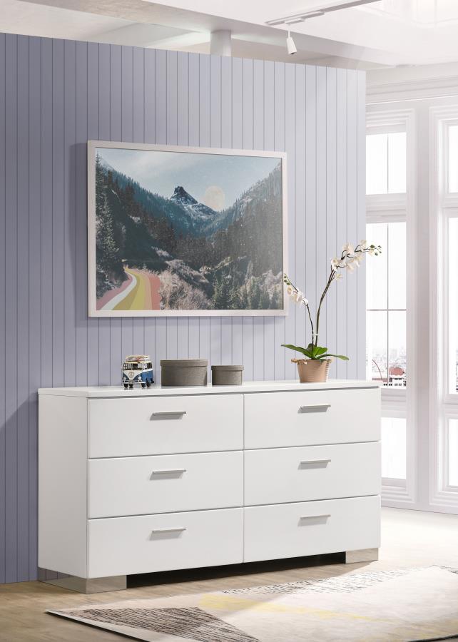 Felicity 6-drawer Dresser White High Gloss-zoom-