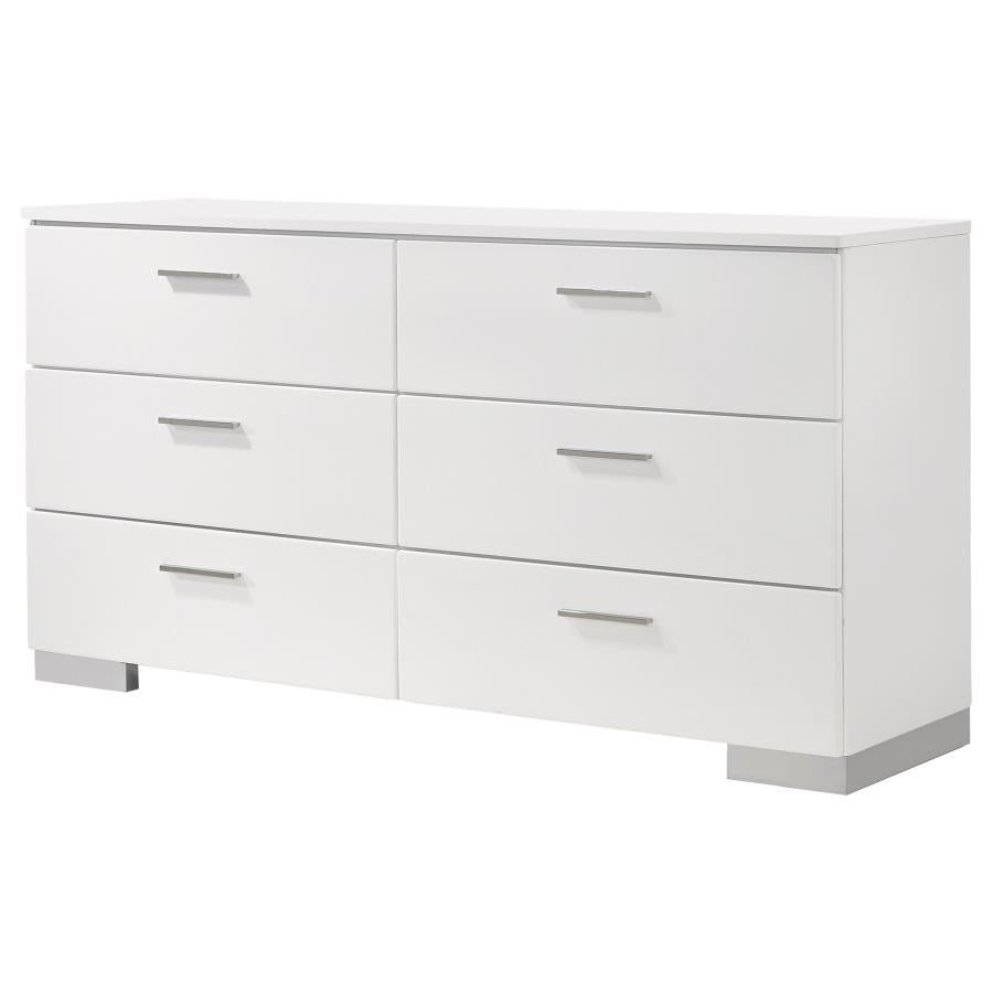 Felicity 6-drawer Dresser White High Gloss-4