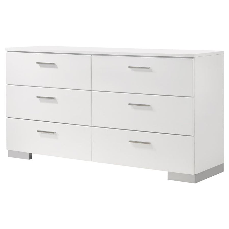 Felicity 6-drawer Dresser White High Gloss-zoom-