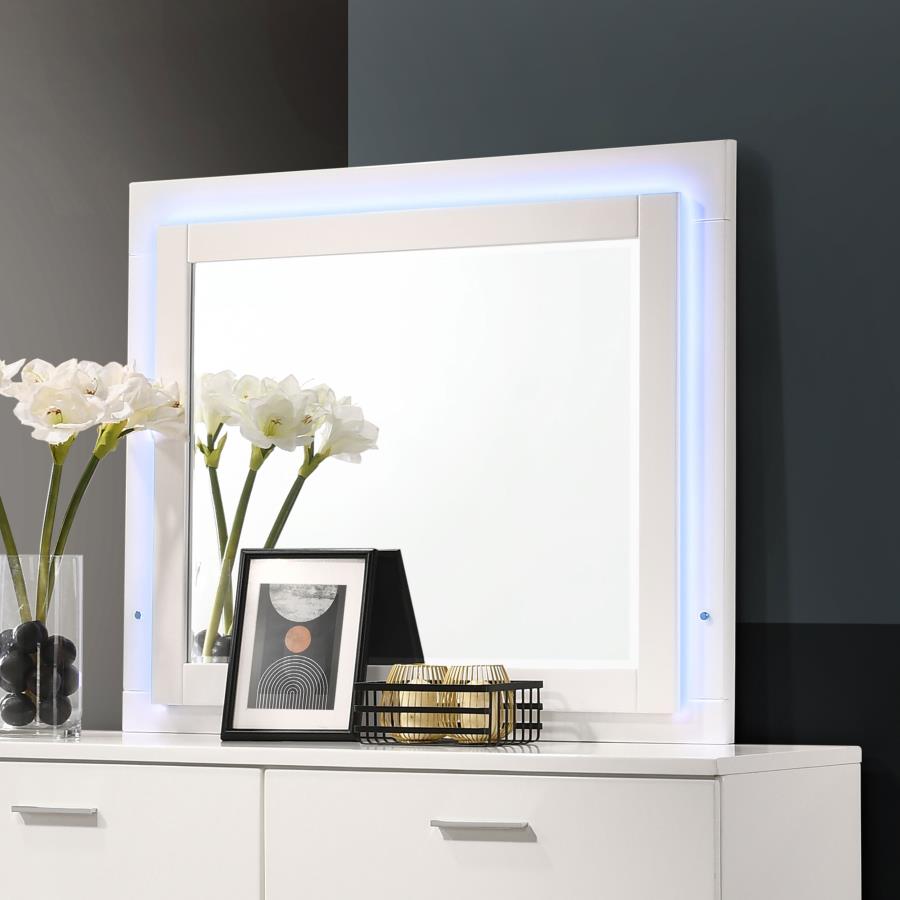 Felicity Wood LED Dresser Mirror White High Gloss-zoom-2