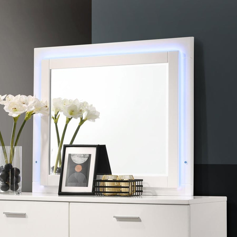 Felicity Wood LED Dresser Mirror White High Gloss-zoom-