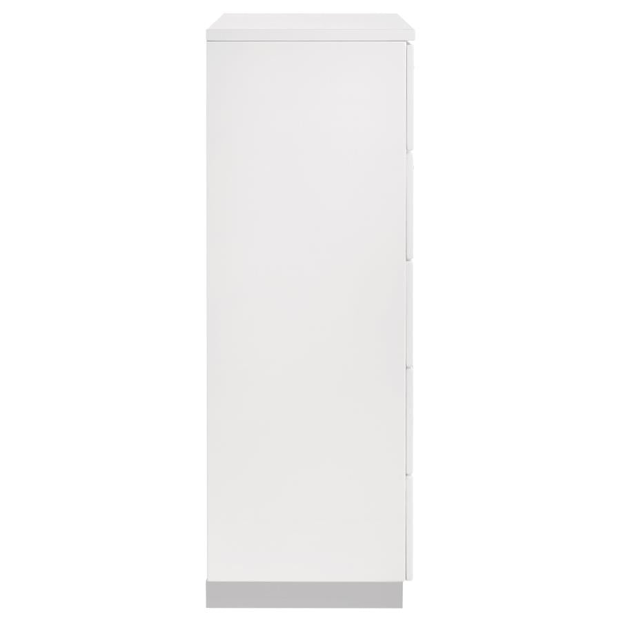 Felicity 5-drawer Bedroom Chest White High Gloss-zoom-9