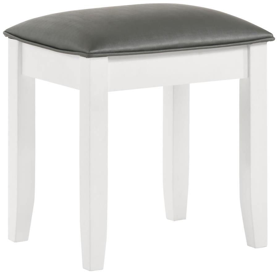 Felicity Upholstered Vanity Stool Metallic and Glossy White-1