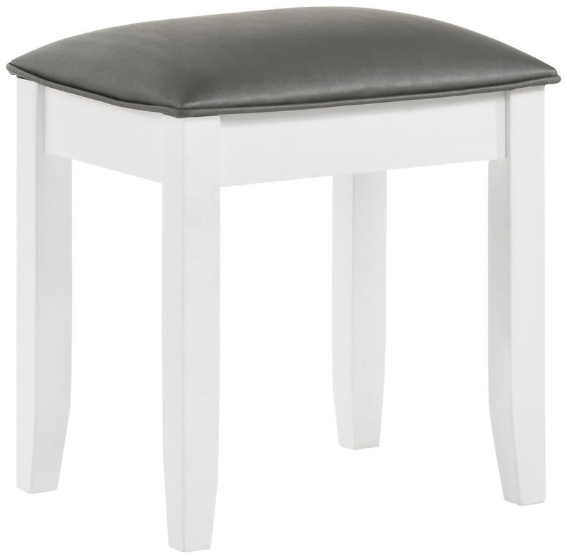 Felicity Upholstered Vanity Stool Metallic and Glossy White-zoom-