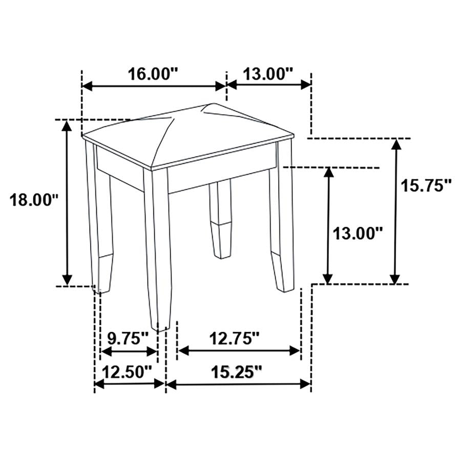 Felicity Upholstered Vanity Stool Metallic and Glossy White-3