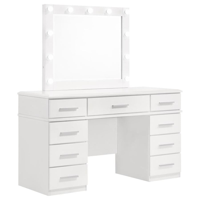 Felicity 9-drawer Vanity Table Lighted Mirror Glossy White-zoom-