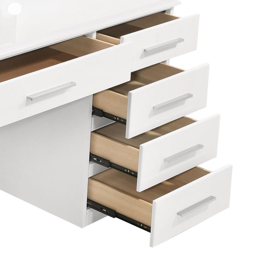 Felicity 9-drawer Vanity Table Lighted Mirror Glossy White-5