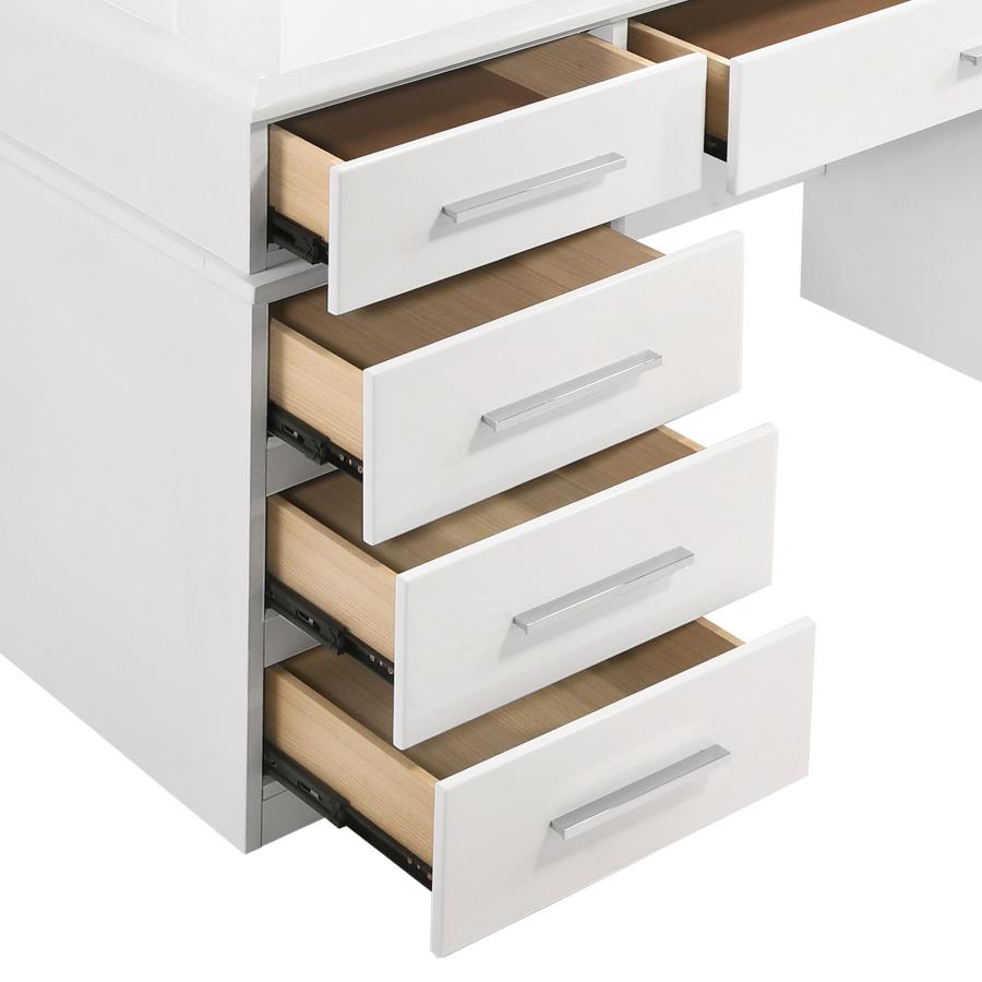Felicity 9-drawer Vanity Table Lighted Mirror Glossy White-zoom-6