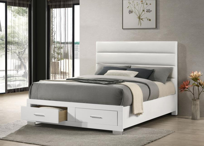 Felicity Eastern King Storage Bed White High Gloss-zoom-