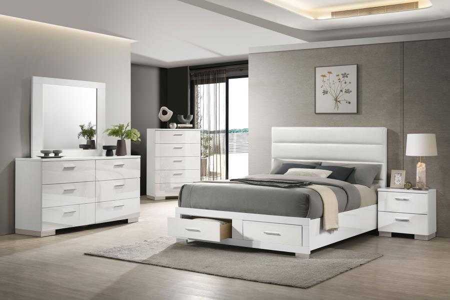 Felicity Eastern King Storage Bed White High Gloss-10