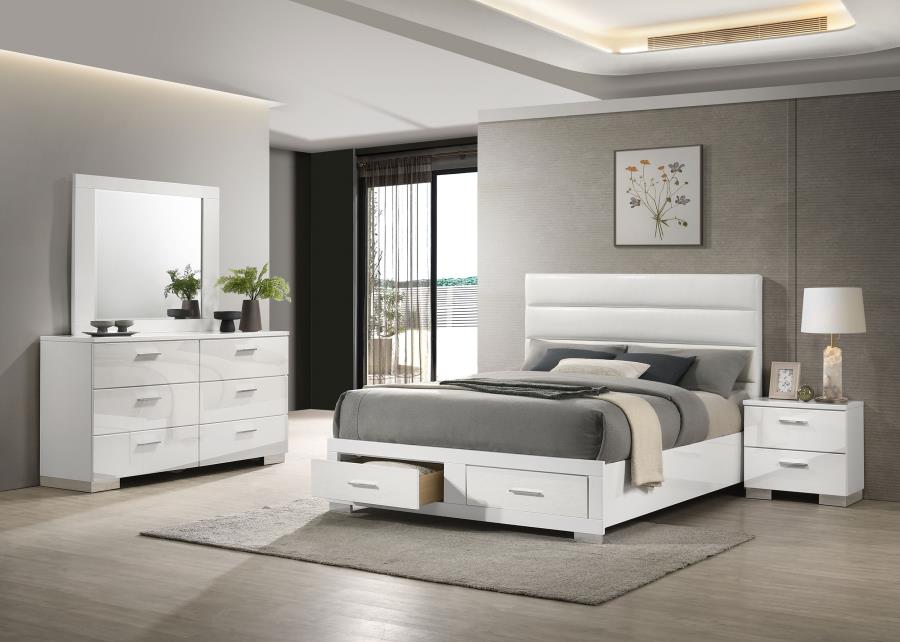 Felicity 4-piece California King Platform Bedroom Set White-zoom-1