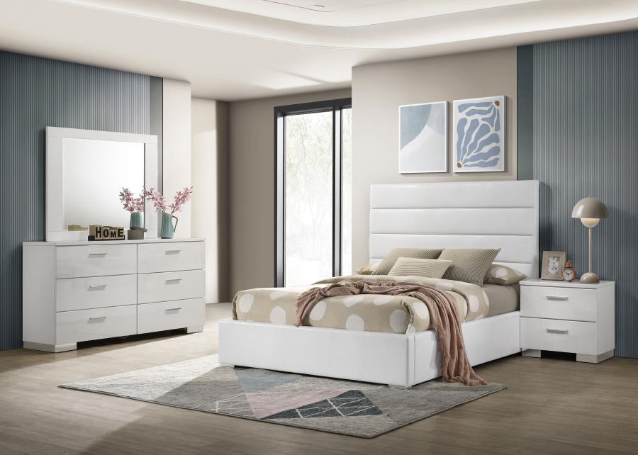 Felicity 4-piece Full Bedroom Set White High Gloss-zoom-1