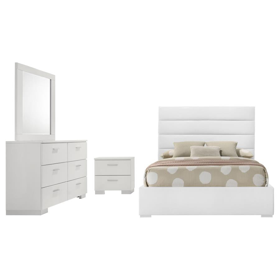 Felicity 4-piece Full Bedroom Set White High Gloss-2