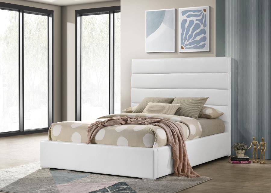 Felicity 53-inch Upholstered Full Platform Bed White-2