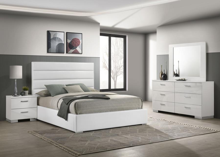 Felicity 4-piece Queen Bedroom Set White High Gloss-1