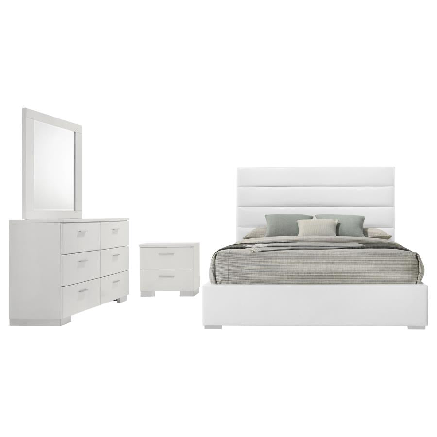 Felicity 4-piece Queen Bedroom Set White High Gloss-2