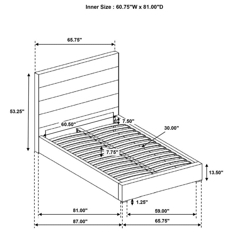 Felicity 53-inch Upholstered Queen Platform Bed White-zoom-