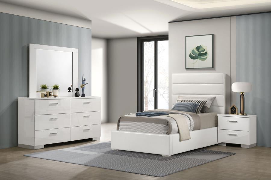 Felicity 4-piece Twin Bedroom Set White High Gloss-zoom-1