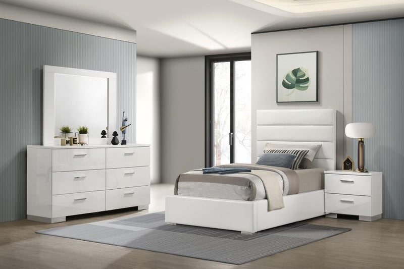 Felicity 4-piece Twin Bedroom Set White High Gloss-zoom-