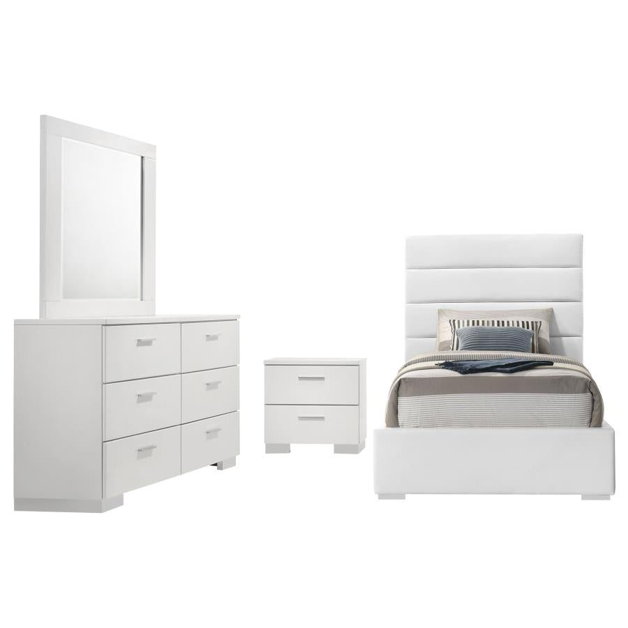 Felicity 4-piece Twin Bedroom Set White High Gloss-zoom-2