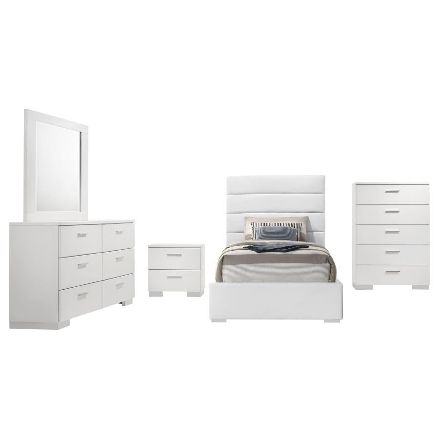 Felicity 5-piece Twin Bedroom Set White High Gloss-zoom-2