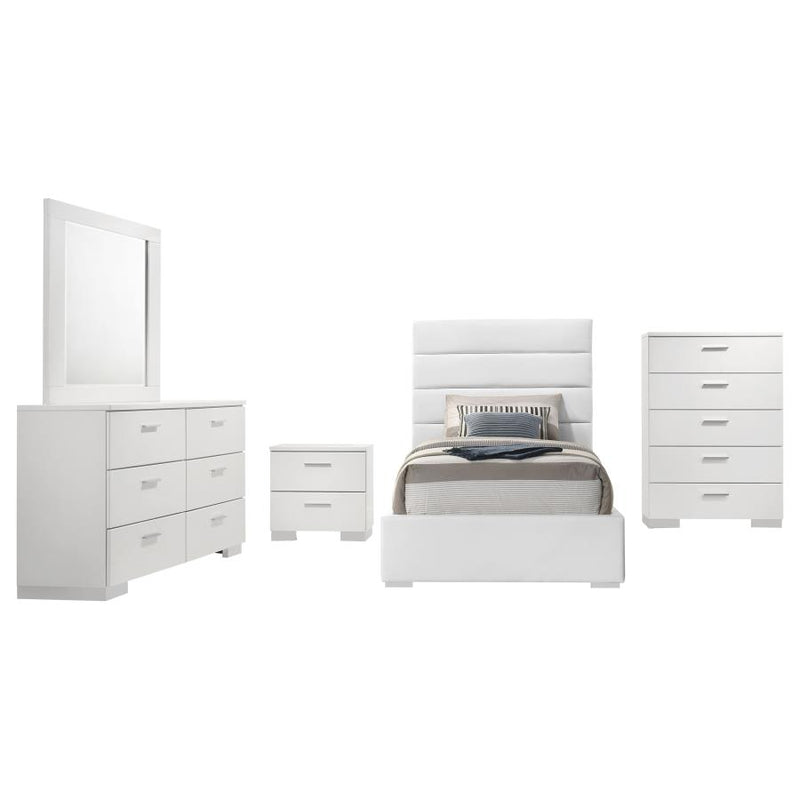 Felicity 5-piece Twin Bedroom Set White High Gloss-zoom-