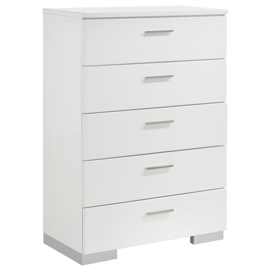 Felicity 5-piece Twin Bedroom Set White High Gloss-11