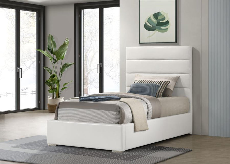 Felicity 53-inch Upholstered Twin Platform Bed White-zoom-