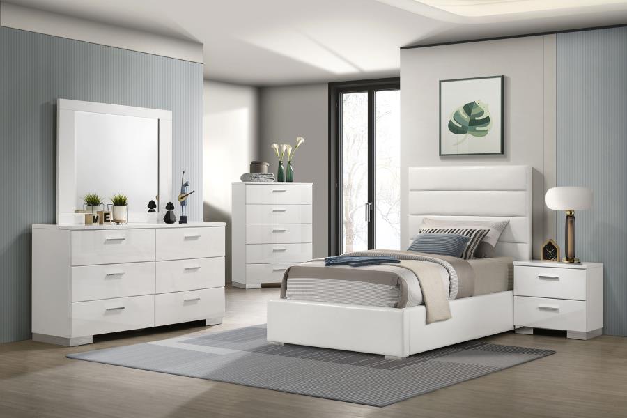 Felicity 53-inch Upholstered Twin Platform Bed White-10