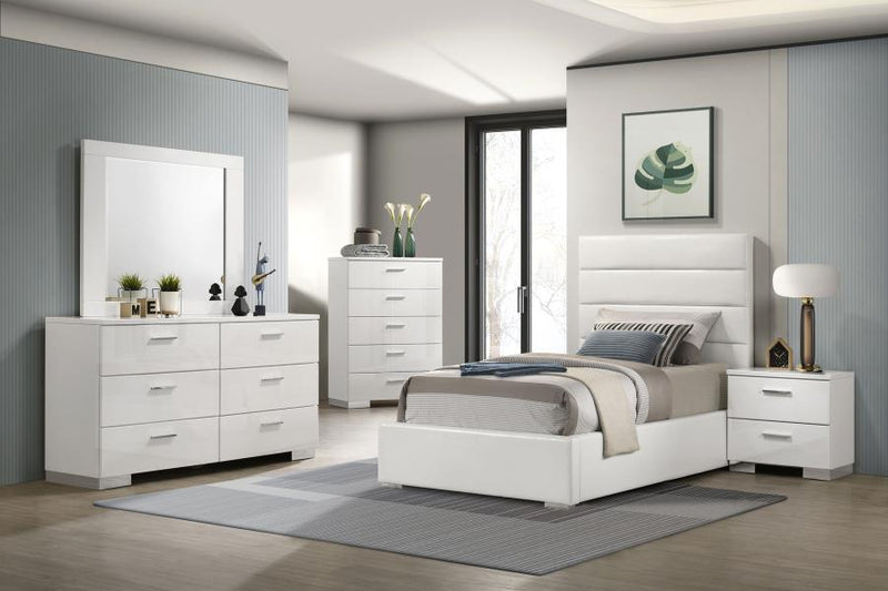 Felicity 53-inch Upholstered Twin Platform Bed White-zoom-