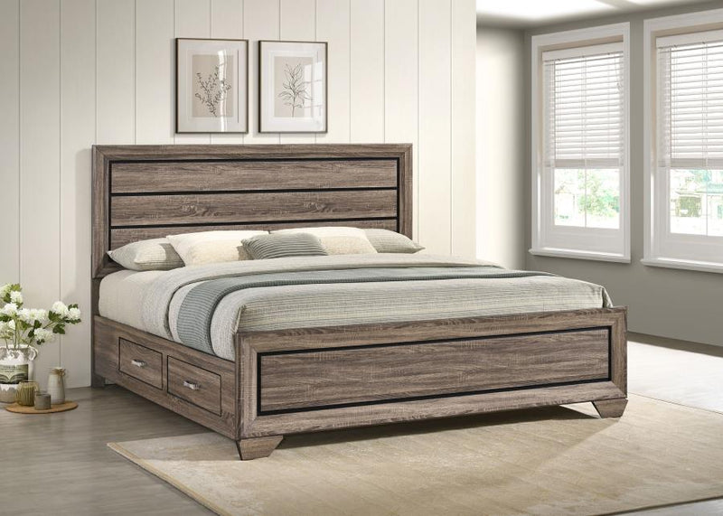 Kauffman Wood Eastern King Storage Panel Bed Washed Taupe-zoom-