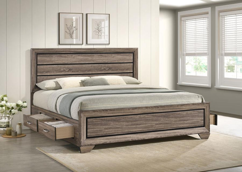 Kauffman Wood Eastern King Storage Panel Bed Washed Taupe-zoom-