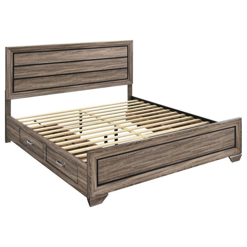 Kauffman Wood Eastern King Storage Panel Bed Washed Taupe-zoom-