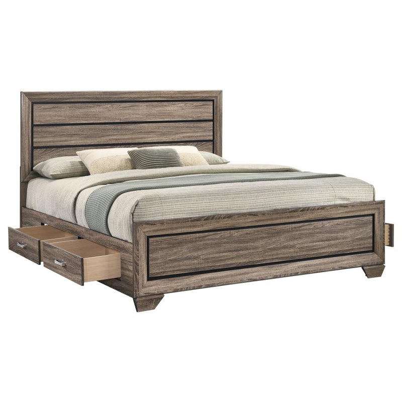 Kauffman Wood Eastern King Storage Panel Bed Washed Taupe-zoom-