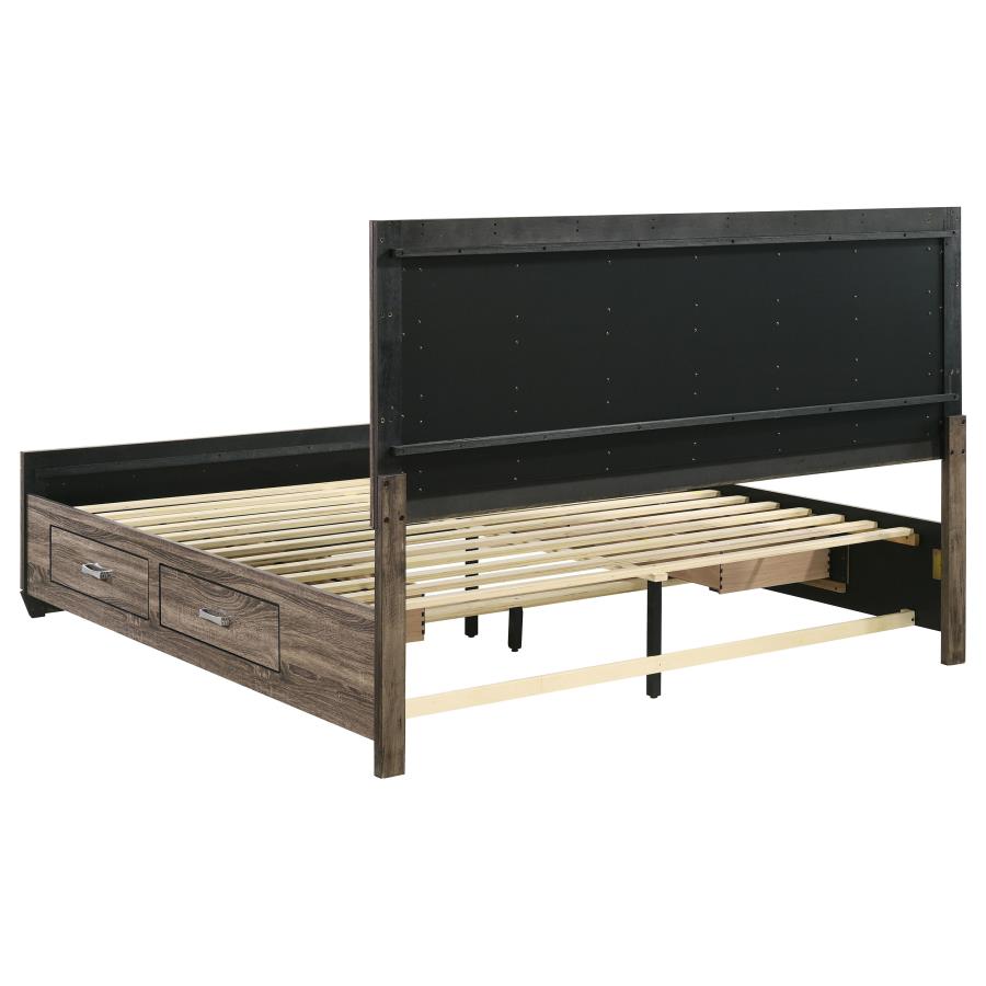 Kauffman Wood Eastern King Storage Panel Bed Washed Taupe-9