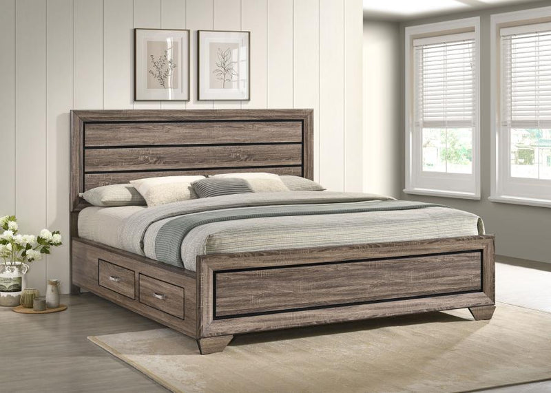 Kauffman Wood California King Storage Panel Bed Washed Taupe-zoom-