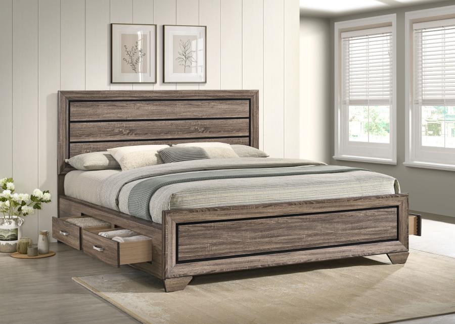 Kauffman Wood California King Storage Panel Bed Washed Taupe-3