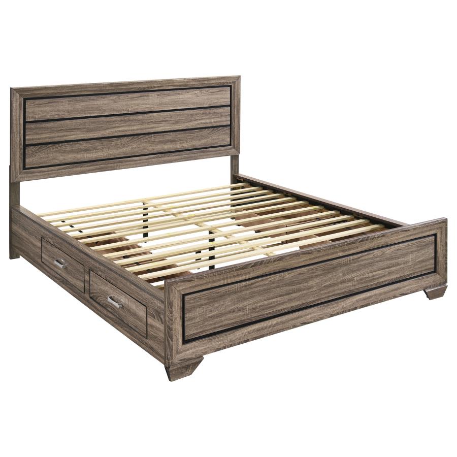 Kauffman Wood California King Storage Panel Bed Washed Taupe-4