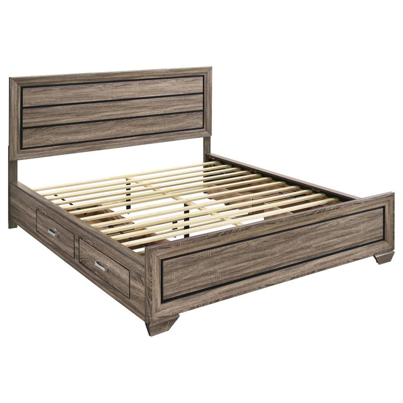 Kauffman Wood California King Storage Panel Bed Washed Taupe-zoom-