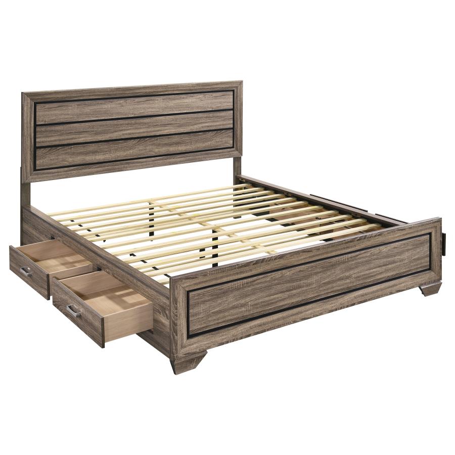 Kauffman Wood California King Storage Panel Bed Washed Taupe-1