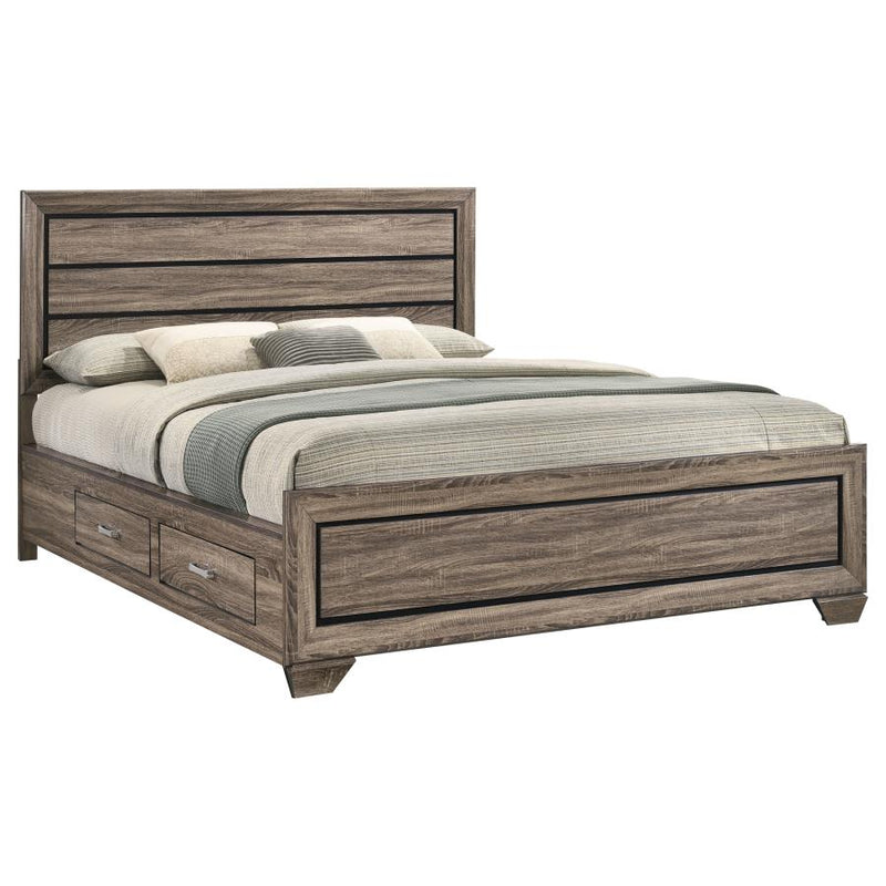 Kauffman Wood California King Storage Panel Bed Washed Taupe-zoom-