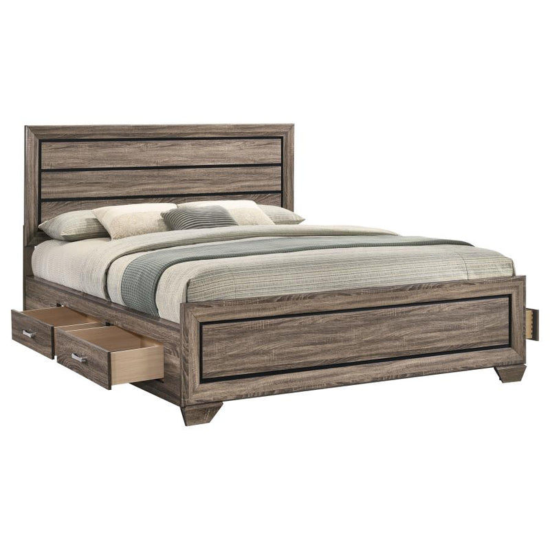 Kauffman Wood California King Storage Panel Bed Washed Taupe-zoom-