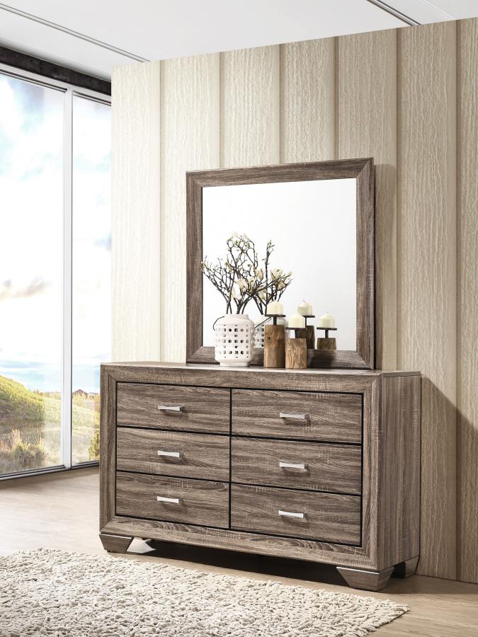 Kauffman 6-drawer Dresser with Mirror Washed Taupe-zoom-2