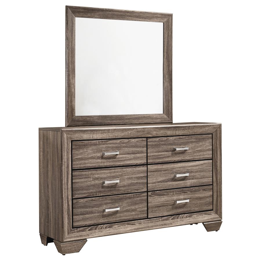 Kauffman 6-drawer Dresser with Mirror Washed Taupe-1