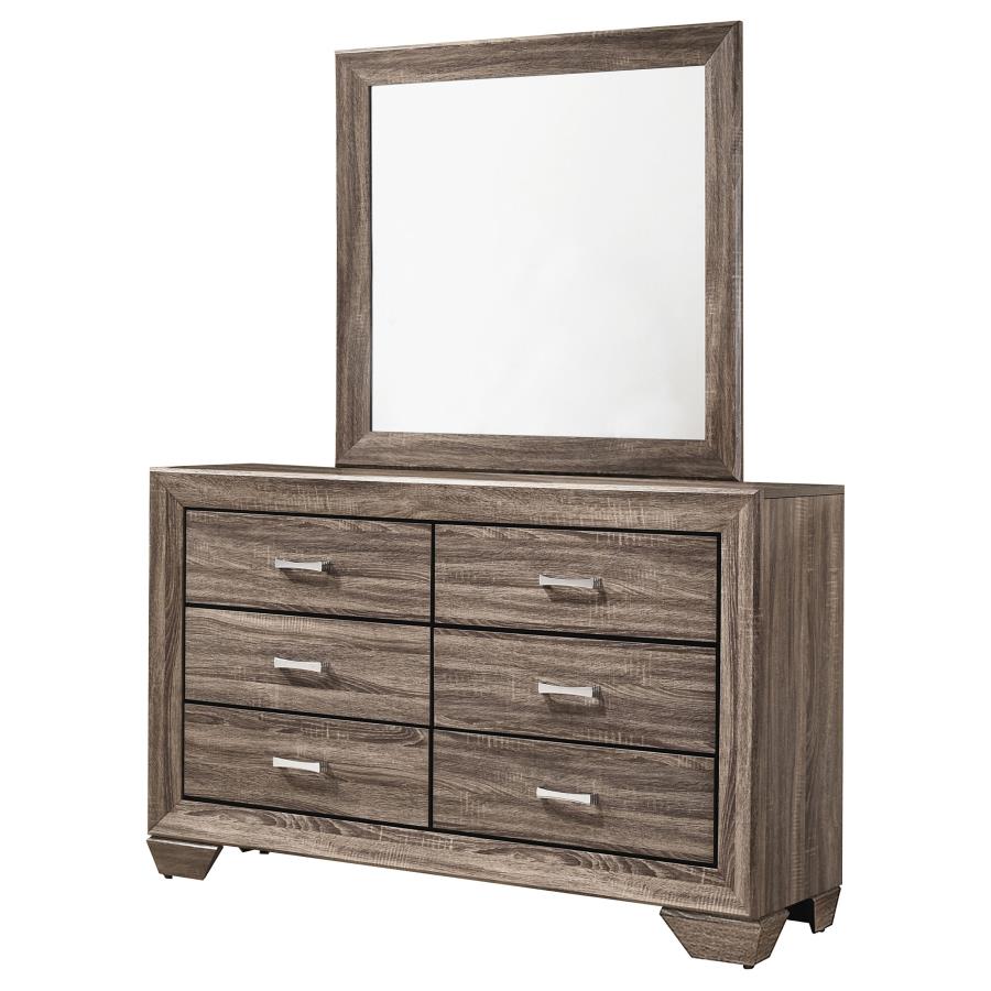 Kauffman 6-drawer Dresser with Mirror Washed Taupe-4