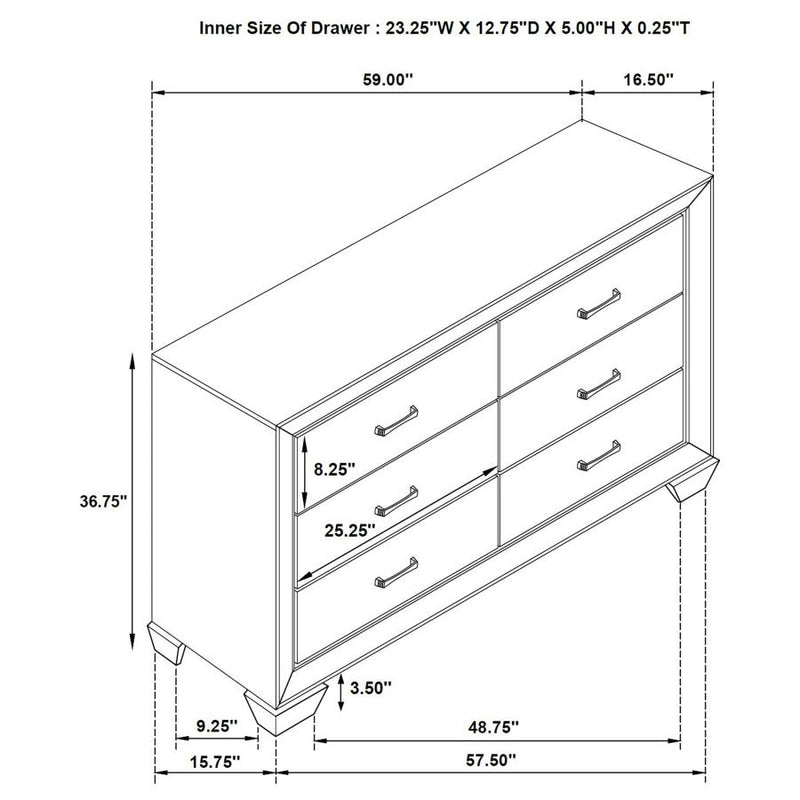 Kauffman 6-drawer Dresser Washed Taupe-zoom-