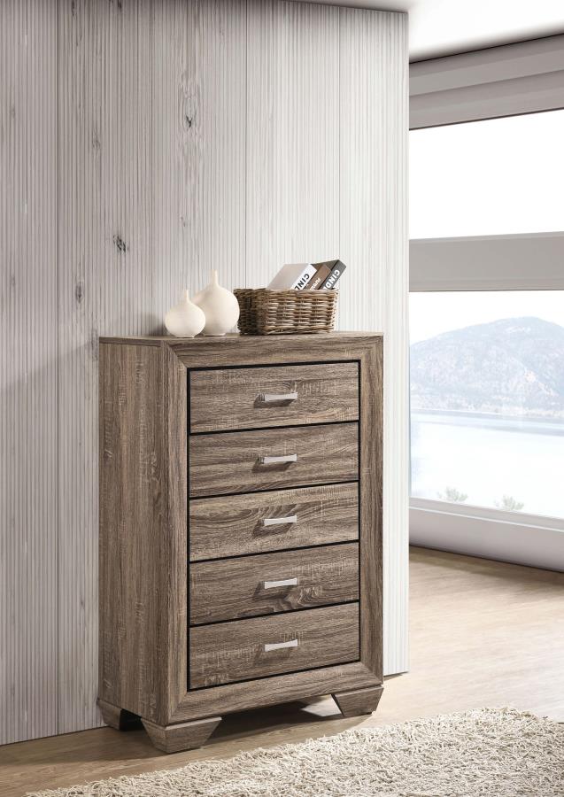 Kauffman 5-drawer Bedroom Chest Washed Taupe-zoom-2