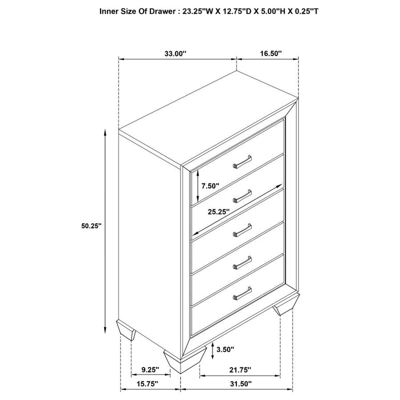 Kauffman 5-drawer Bedroom Chest Washed Taupe-zoom-